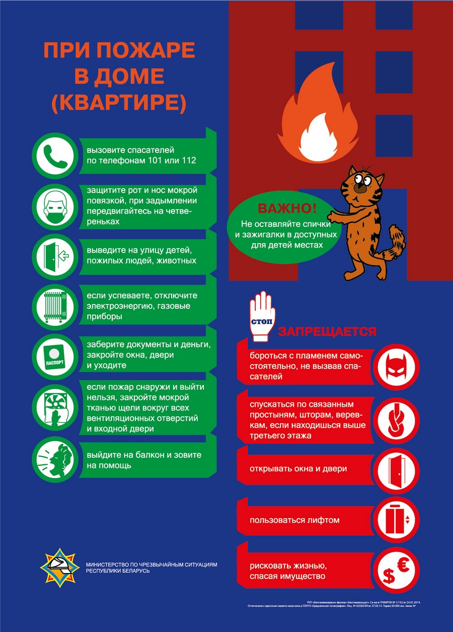 Основные действия при пожаре в доме (квартире) - Могилёвский  государственный медицинский колледж